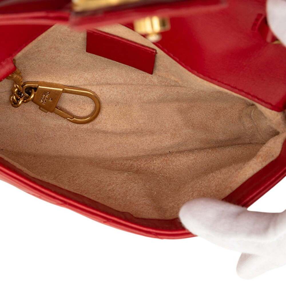 GUCCI Red Leather GG Marmont Shoulder Bag - Picture 4 of 6